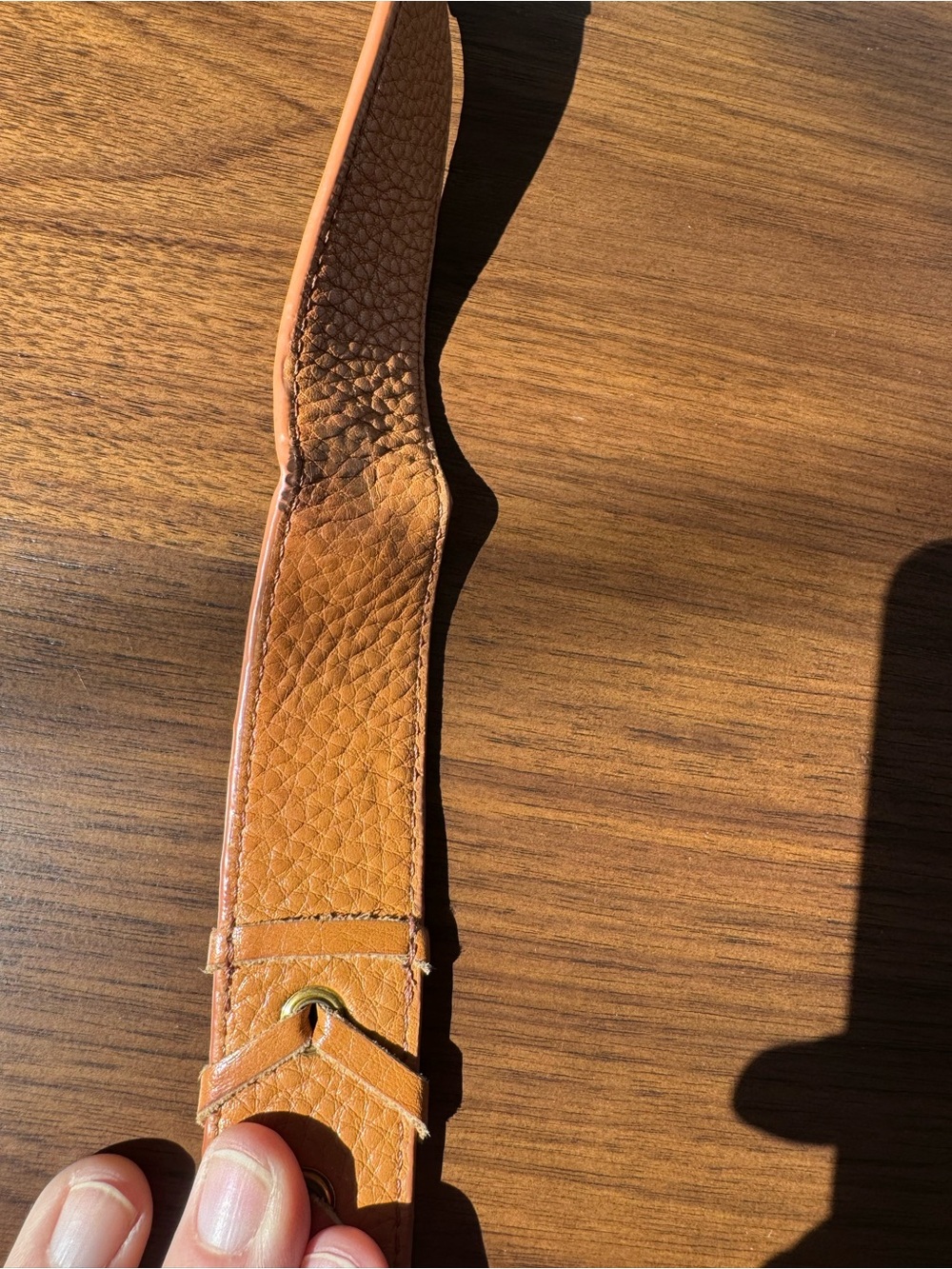 HOBO Tan Leather Crescent Shoulder Bag with Braided Strap * unique patchwork EUC - Picture 5 of 10